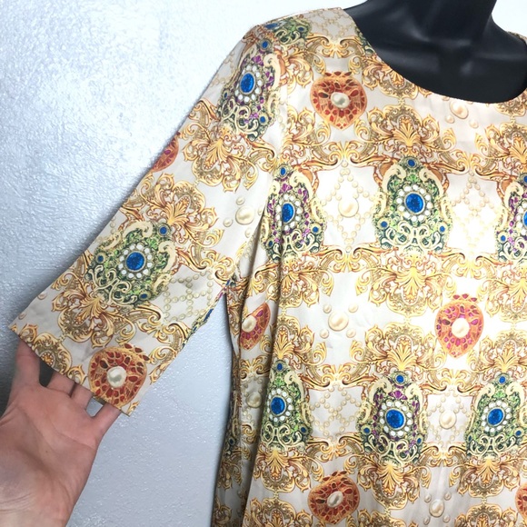 TRAFFIC PEOPLE gold bejeweled jewel print Dress M - Picture 6 of 14